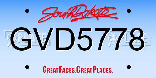 GVD5778 South Dakota License Plate