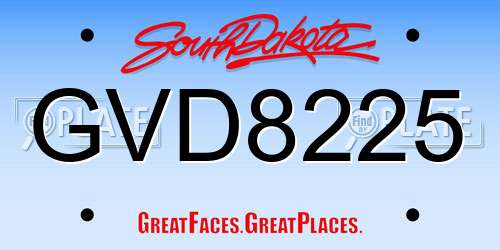 GVD8225 South Dakota License Plate