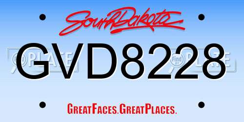 GVD8228 South Dakota License Plate