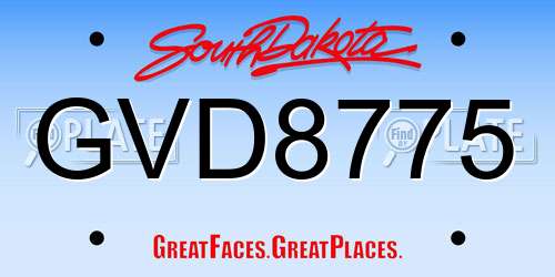 GVD8775 South Dakota License Plate