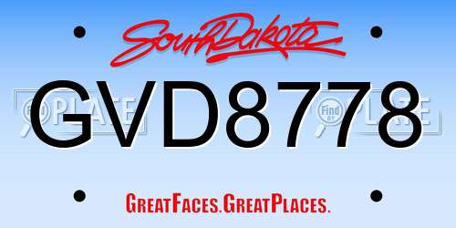 GVD8778 South Dakota License Plate