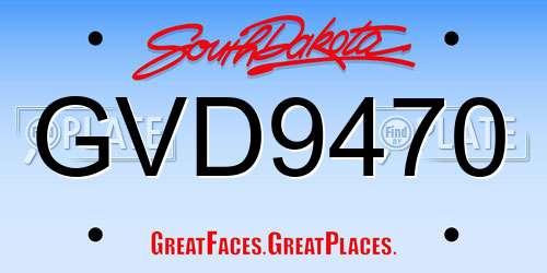 GVD9470 South Dakota License Plate