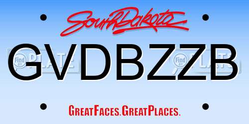 GVDBZZB South Dakota License Plate
