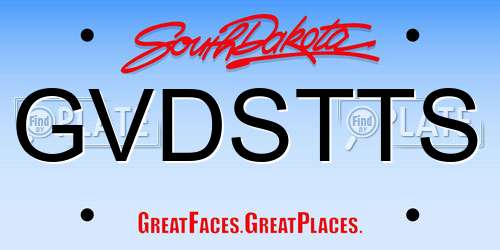GVDSTTS South Dakota License Plate