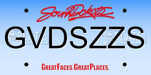 GVDSZZS South Dakota License Plate