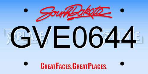 GVE0644 South Dakota License Plate