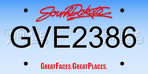 GVE2386 South Dakota License Plate