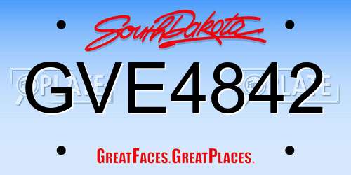GVE4842 South Dakota License Plate