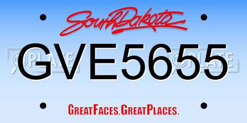 GVE5655 South Dakota License Plate