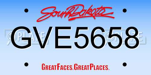 GVE5658 South Dakota License Plate