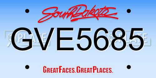 GVE5685 South Dakota License Plate