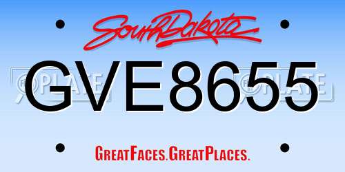 GVE8655 South Dakota License Plate