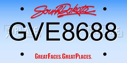 GVE8688 South Dakota License Plate