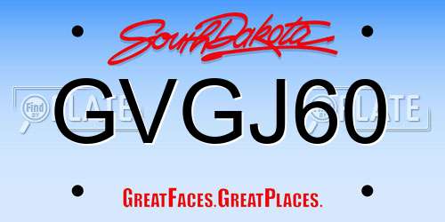GVGJ60 South Dakota License Plate