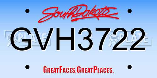 GVH3722 South Dakota License Plate