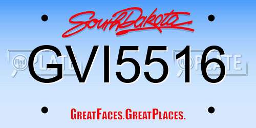 GVI5516 South Dakota License Plate