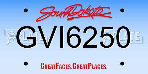 GVI6250 South Dakota License Plate