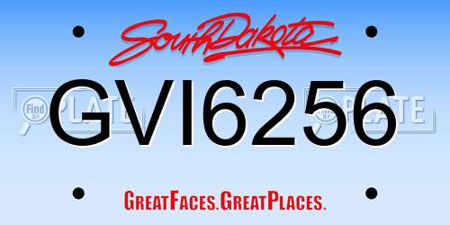 GVI6256 South Dakota License Plate