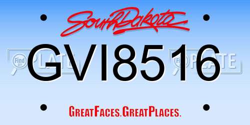 GVI8516 South Dakota License Plate
