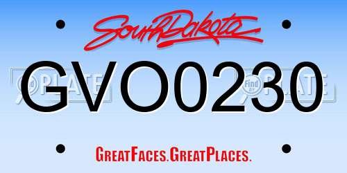 GVO0230 South Dakota License Plate