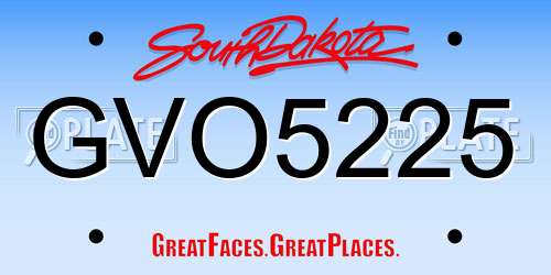 GVO5225 South Dakota License Plate