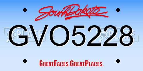 GVO5228 South Dakota License Plate
