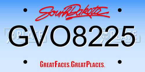 GVO8225 South Dakota License Plate