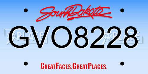 GVO8228 South Dakota License Plate