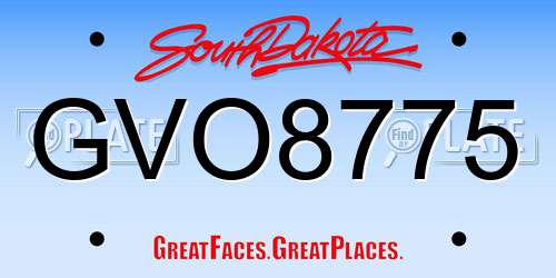 GVO8775 South Dakota License Plate