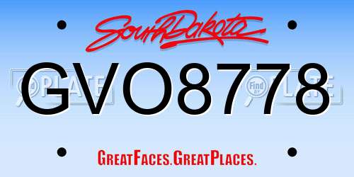 GVO8778 South Dakota License Plate