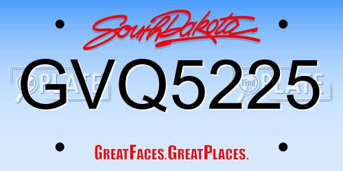GVQ5225 South Dakota License Plate