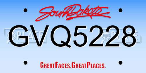 GVQ5228 South Dakota License Plate