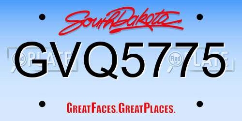 GVQ5775 South Dakota License Plate