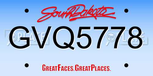 GVQ5778 South Dakota License Plate