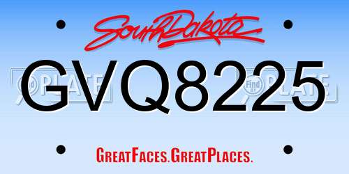 GVQ8225 South Dakota License Plate
