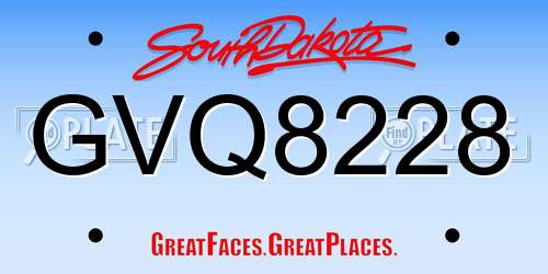 GVQ8228 South Dakota License Plate