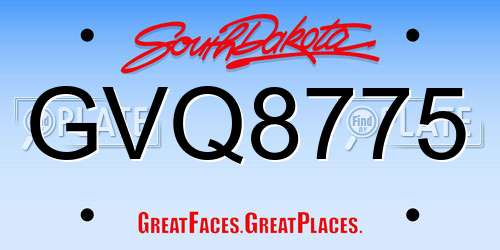 GVQ8775 South Dakota License Plate