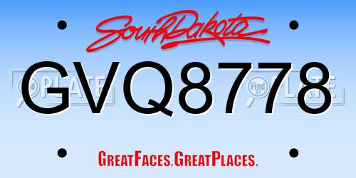 GVQ8778 South Dakota License Plate
