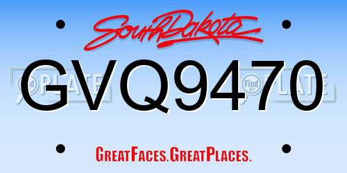 GVQ9470 South Dakota License Plate
