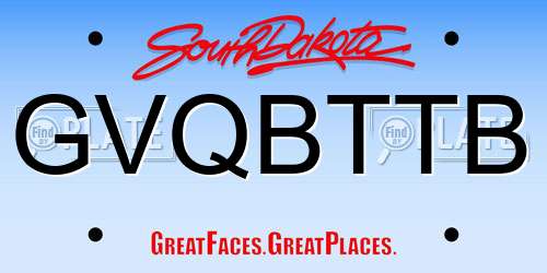 GVQBTTB South Dakota License Plate
