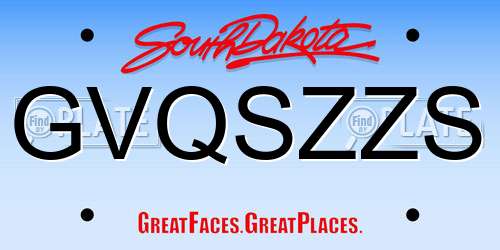 GVQSZZS South Dakota License Plate