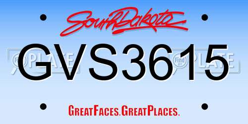 GVS3615 South Dakota License Plate