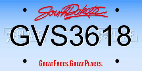 GVS3618 South Dakota License Plate