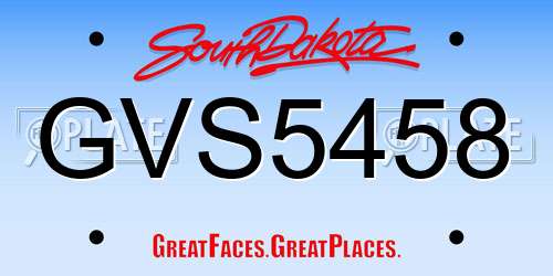 GVS5458 South Dakota License Plate