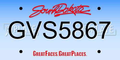 GVS5867 South Dakota License Plate