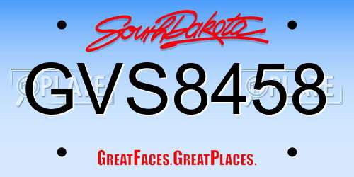 GVS8458 South Dakota License Plate