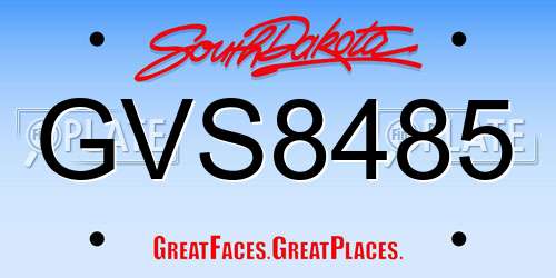 GVS8485 South Dakota License Plate