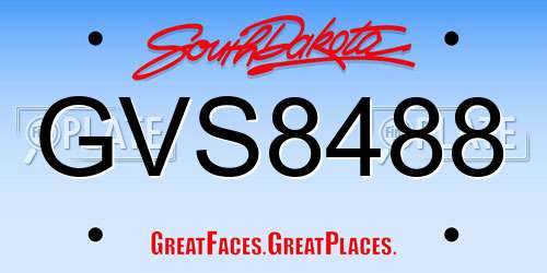 GVS8488 South Dakota License Plate