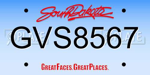 GVS8567 South Dakota License Plate