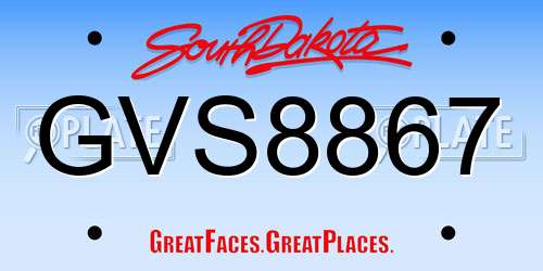 GVS8867 South Dakota License Plate